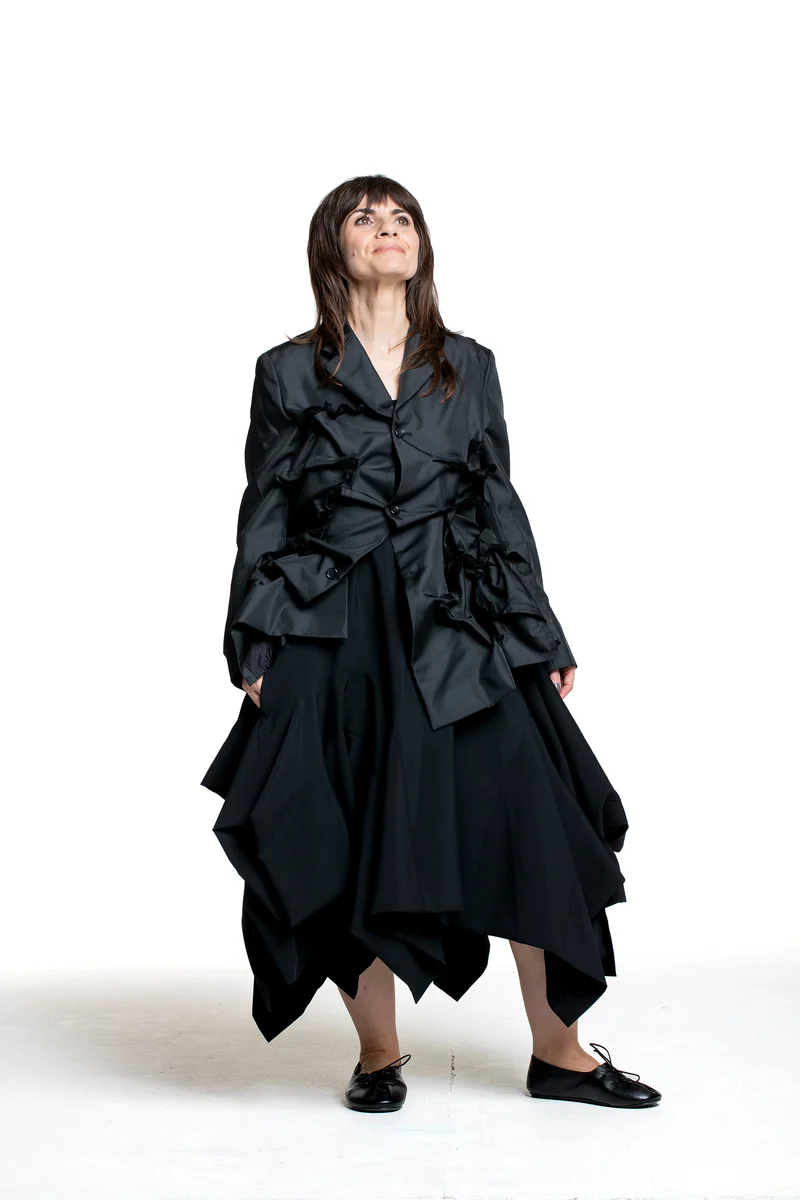 Comme des Garçons Damen Jacke mit Volantstruktur schwarz