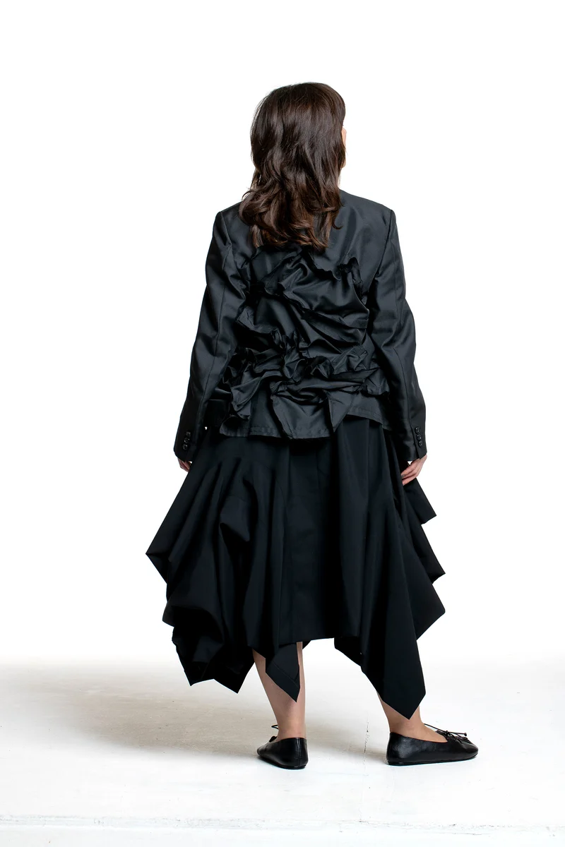 Comme des Garçons Damen Jacke mit Volantstruktur schwarz