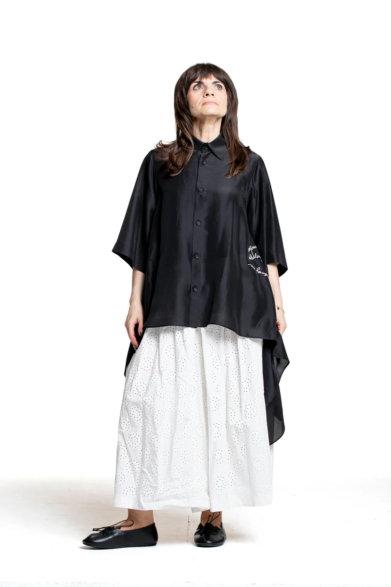 Comme des Garçons Damen Hosenrock mit Lochstickerei weiß