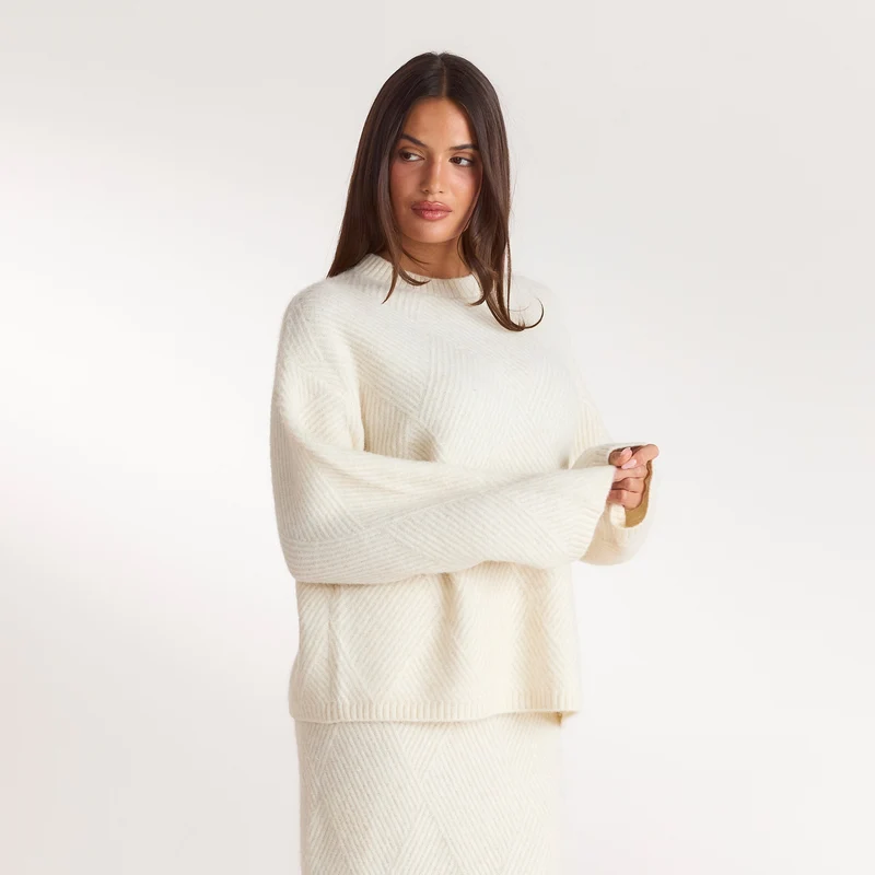 Diamond Strickpullover - Crèmefarbe