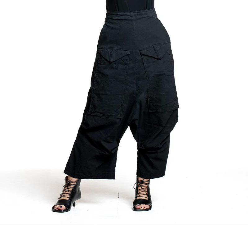 Rundholz Damen Sarouel Hose mit hohem Bund schwarz