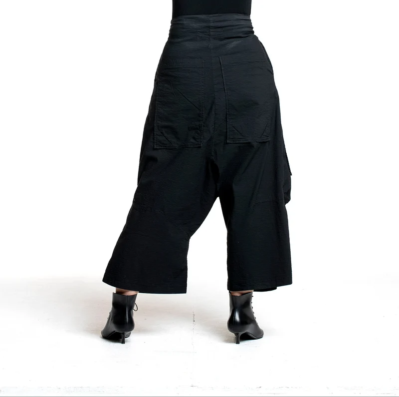 Rundholz Damen Sarouel Hose mit hohem Bund schwarz