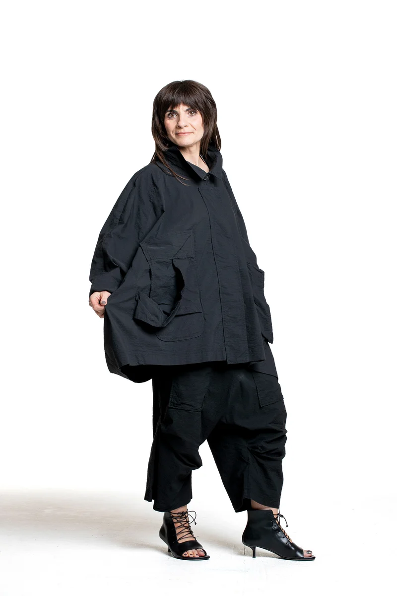 Rundholz Damen Sarouel Hose mit hohem Bund schwarz