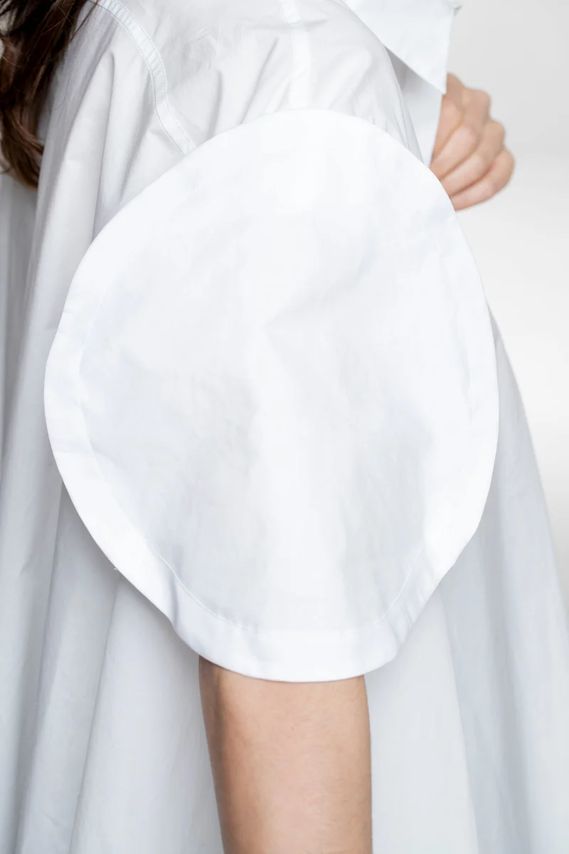 Rundholz Damen Kurzarm Bluse weiß