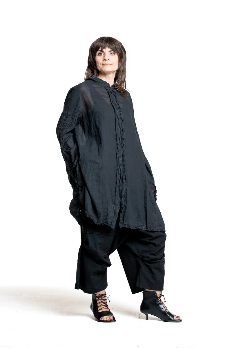 Rundholz DIP Damen Longbluse schwarz