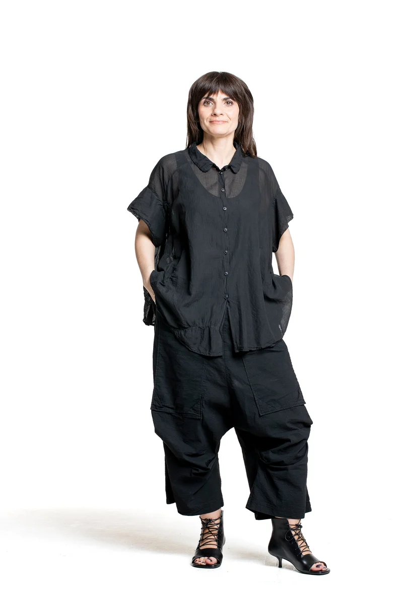 Rundholz Damen Bluse schwarz