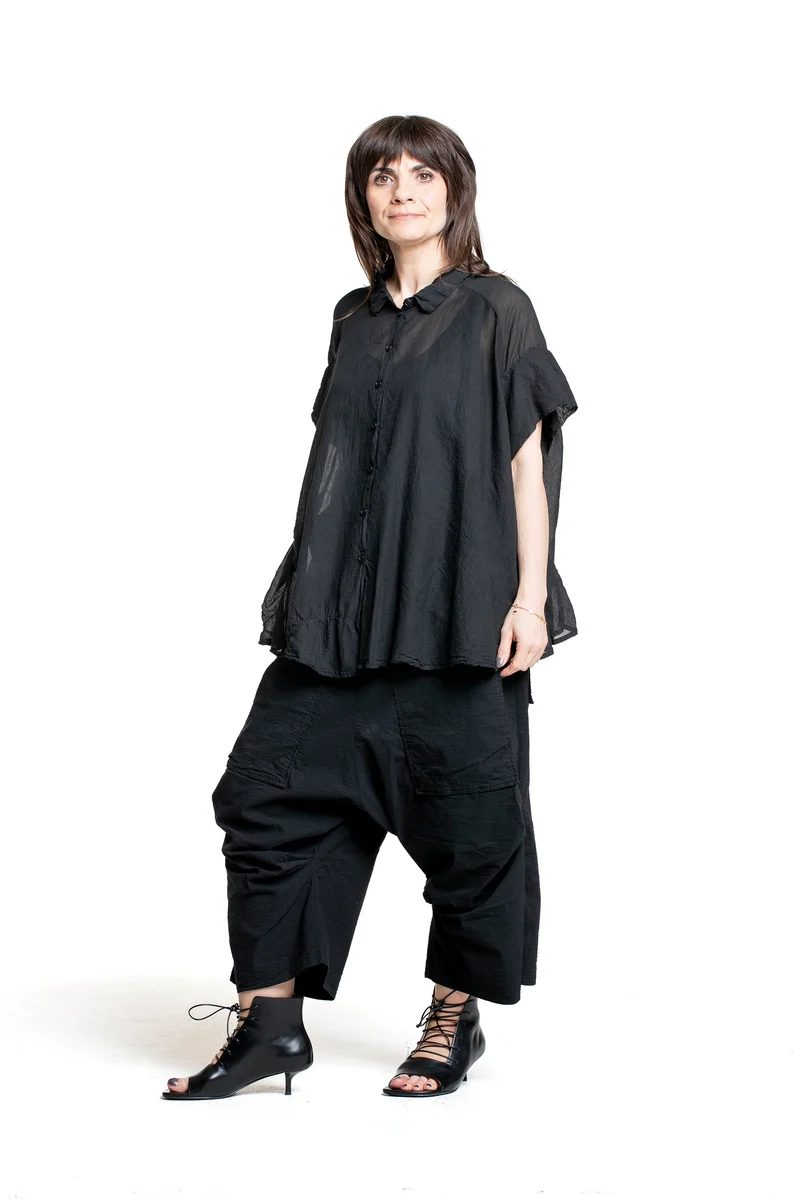 Rundholz Damen Bluse schwarz