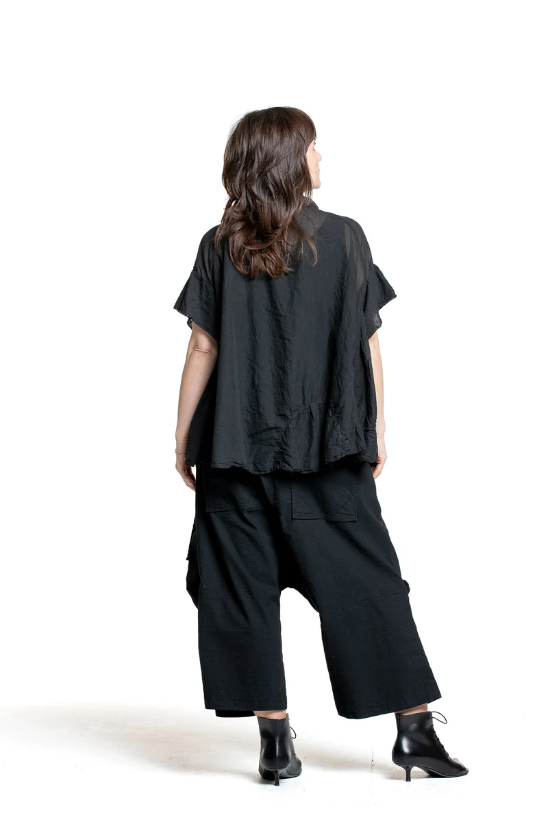 Rundholz Damen Bluse schwarz