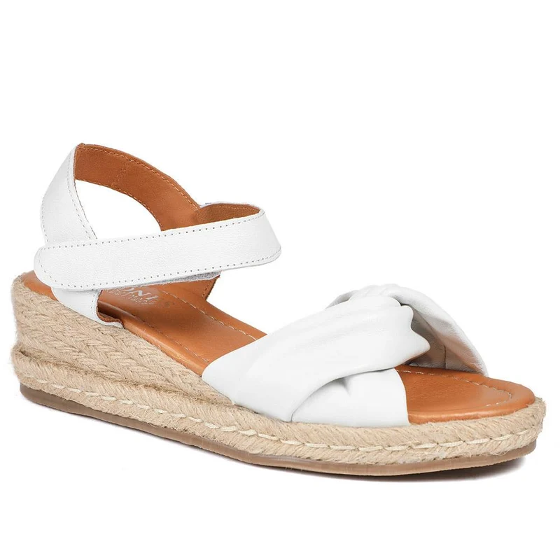 Randine Adjustable Fasten Leather Espadrilles - RANDINE / 328 963 - Off White
