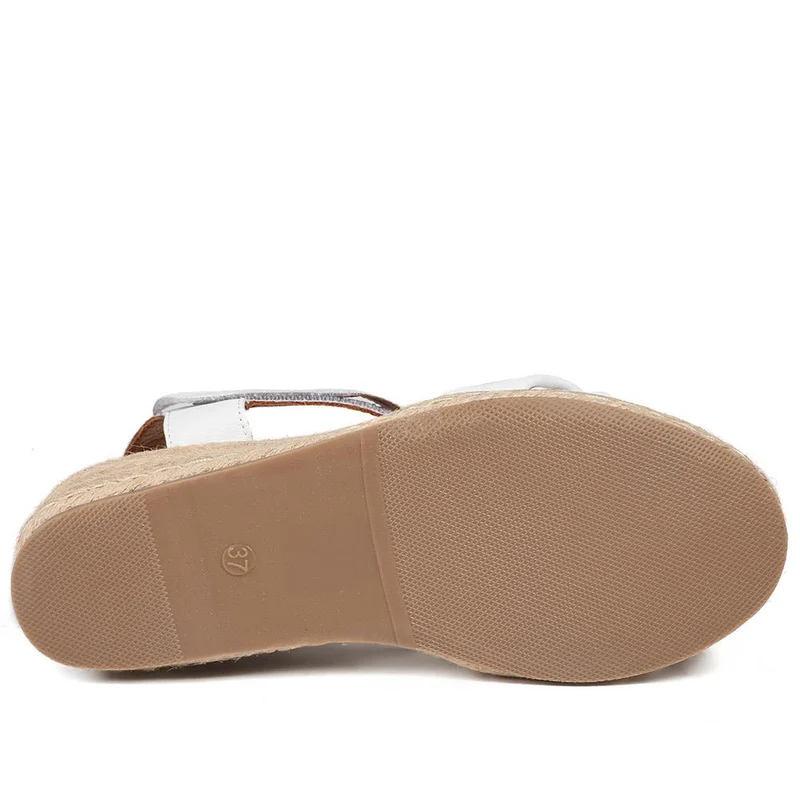 Randine Adjustable Fasten Leather Espadrilles - RANDINE / 328 963 - Off White