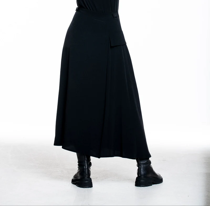 Yohji Yamamoto Damen Weite Flare Hose schwarz