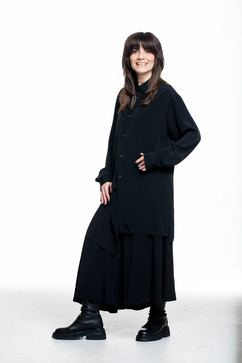 Y's Yohji Yamamoto Damen Longhemd Asymmetrisch schwarz