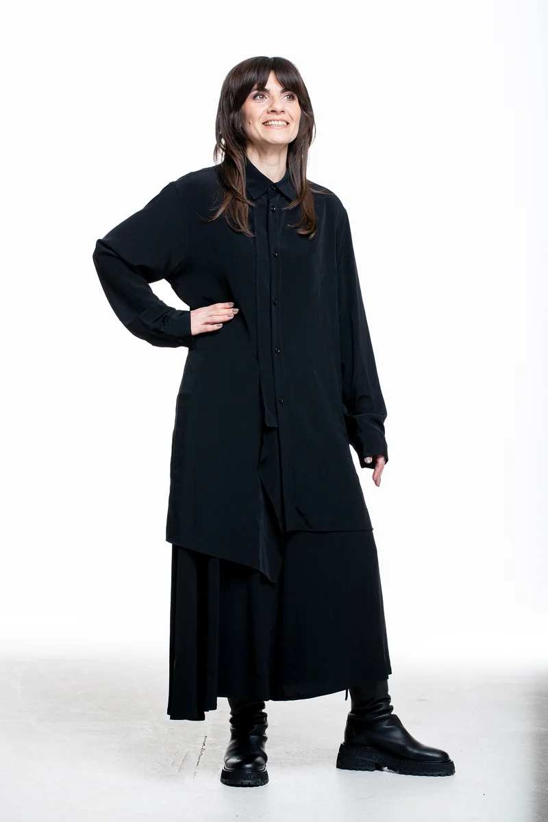 Y's Yohji Yamamoto Damen Longhemd Asymmetrisch schwarz