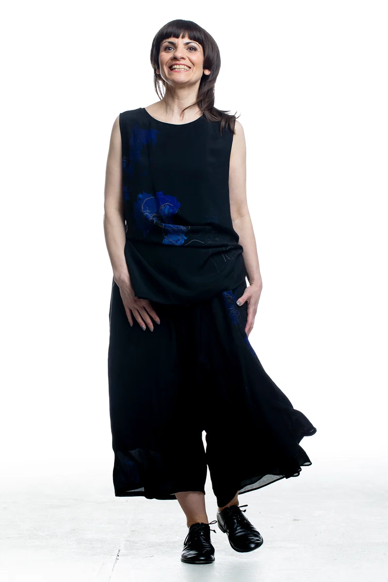 Y's Yohji Yamamoto Damen Hose mit abstraktem Print Schwarz-Blau