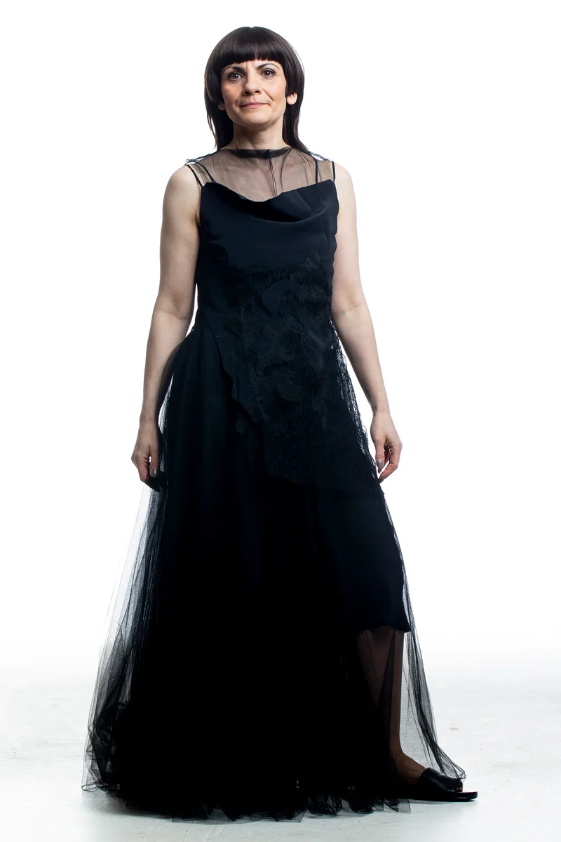Marc Le Bihan Damen Kleid mit Drapierung Schwarz