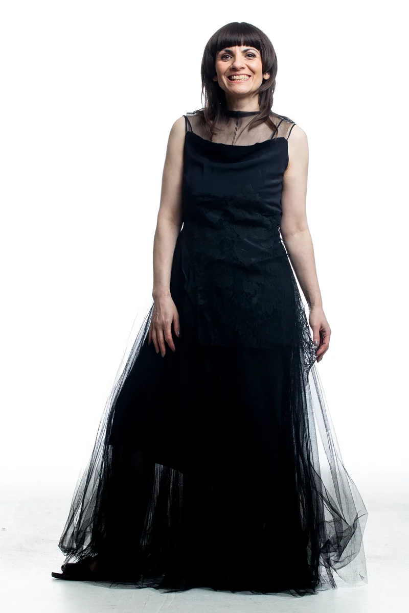 Marc Le Bihan Damen Kleid mit Drapierung Schwarz