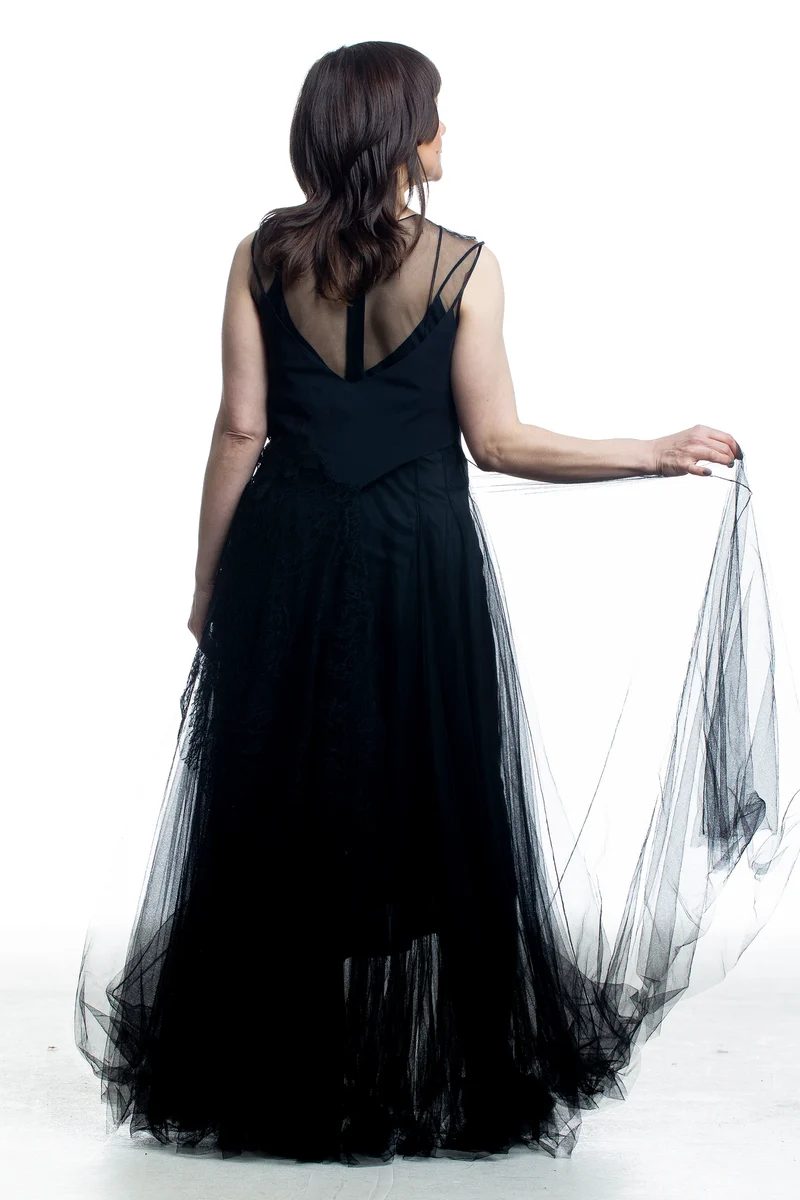 Marc Le Bihan Damen Kleid mit Drapierung Schwarz