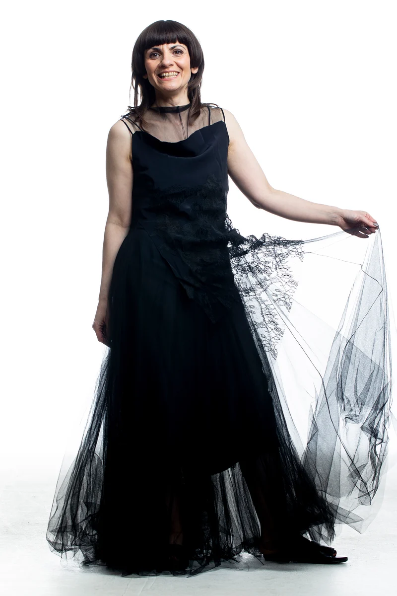 Marc Le Bihan Damen Kleid mit Drapierung Schwarz