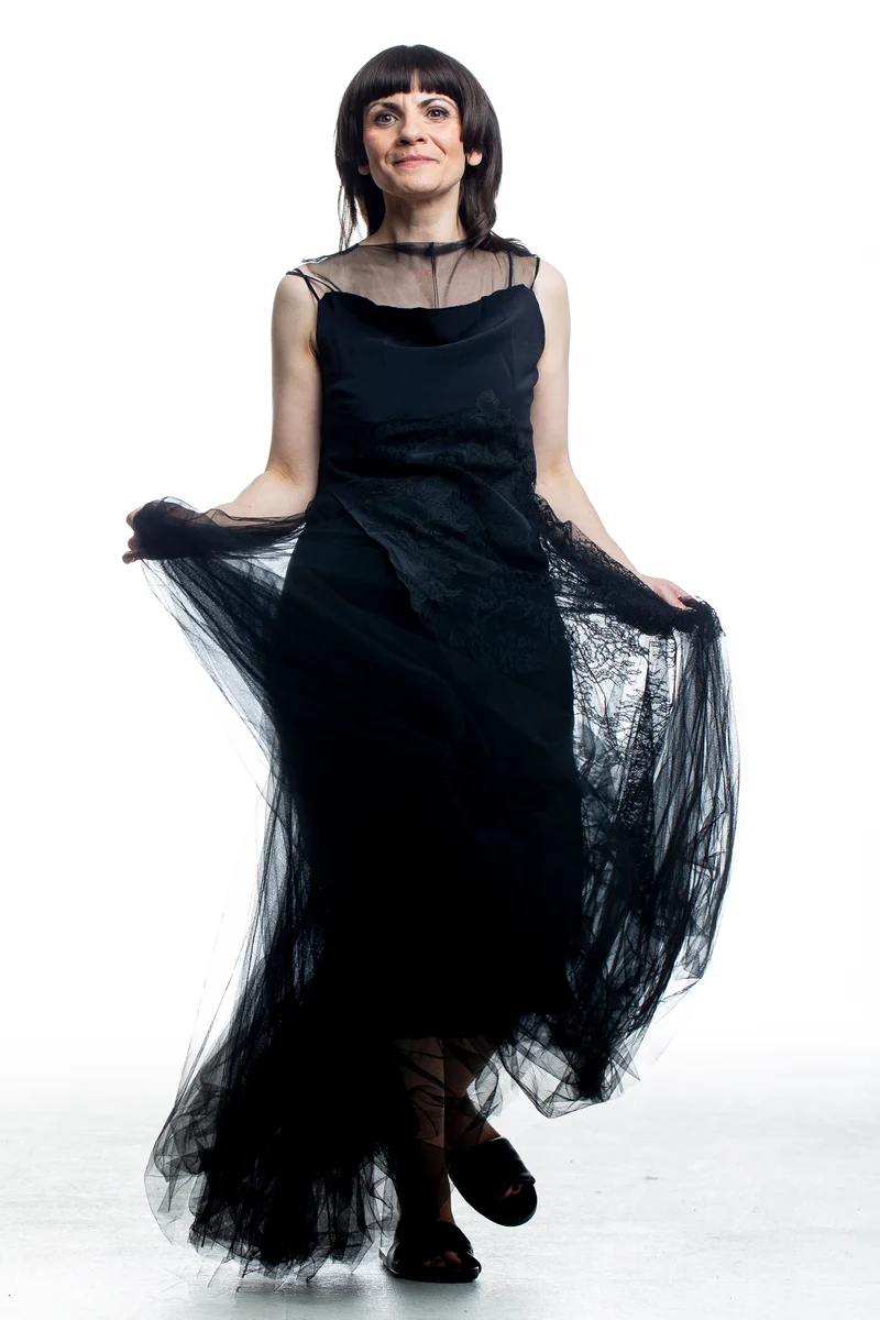 Marc Le Bihan Damen Kleid mit Drapierung Schwarz