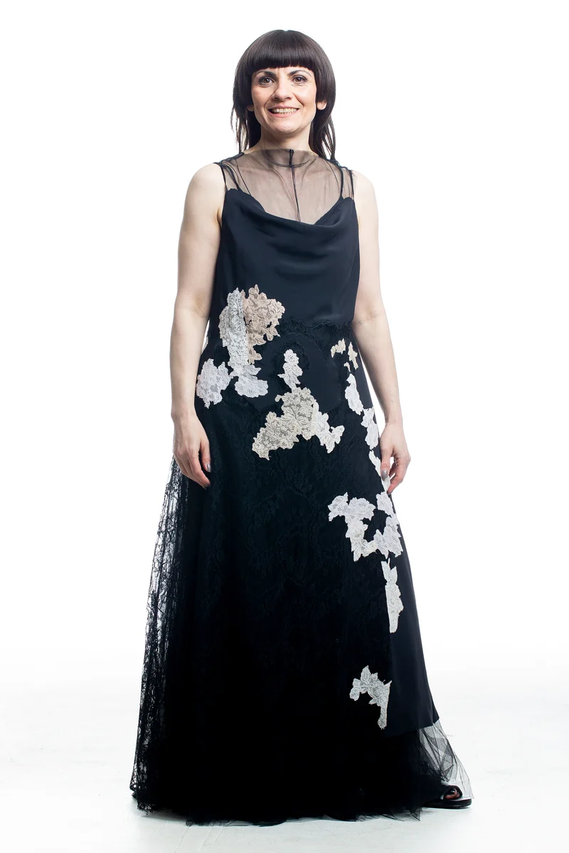 Marc Le Bihan Damen Kleid mit Spitze Schwarz