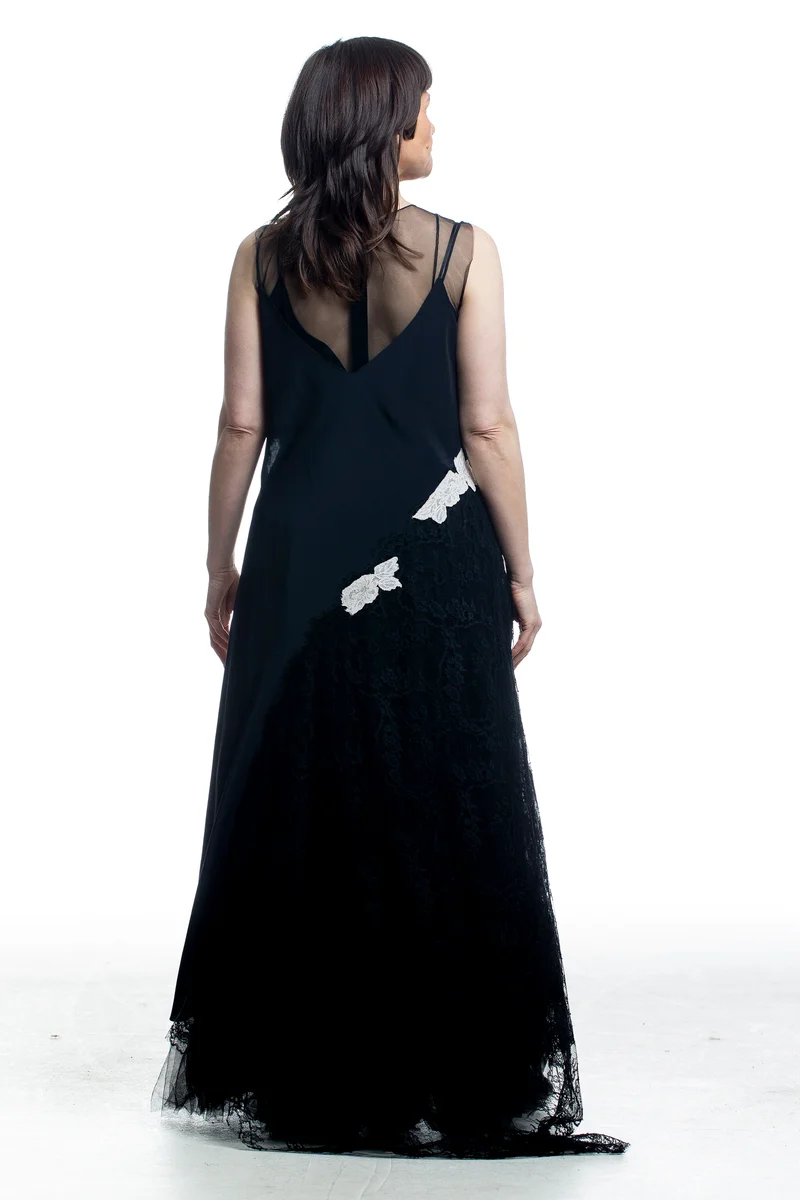 Marc Le Bihan Damen Kleid mit Spitze Schwarz