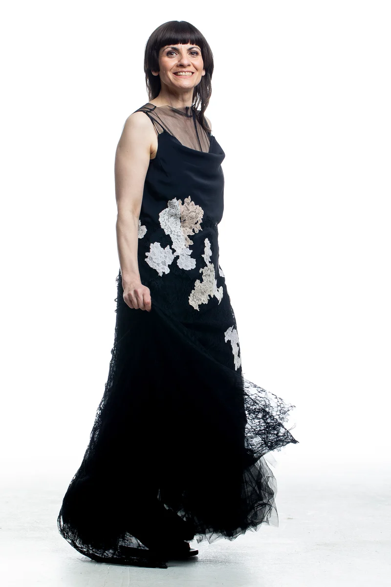 Marc Le Bihan Damen Kleid mit Spitze Schwarz