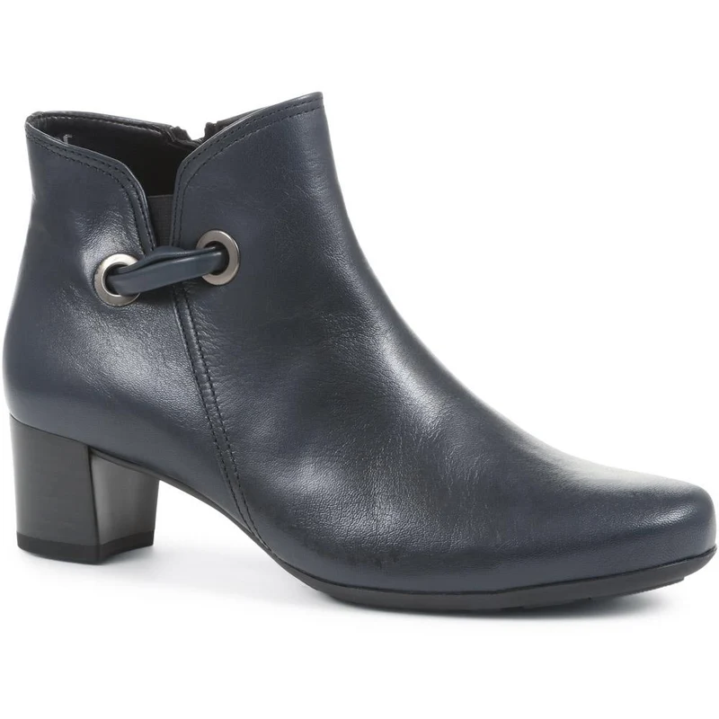 Keegan Heeled Leather Ankle Boots - GAB36544 / 323 038 - Navy
