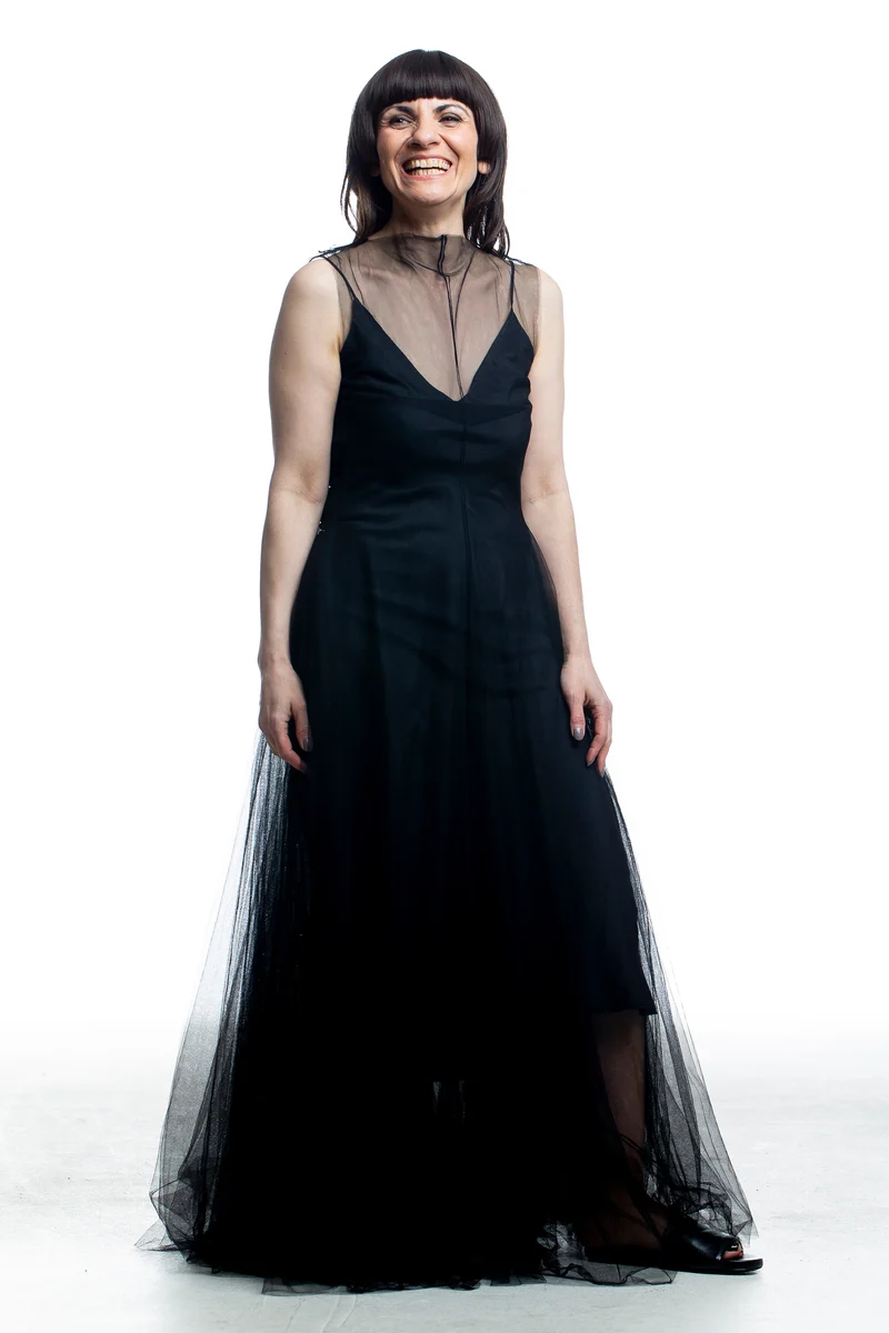 Marc Le Bihan Damen Kleid mit Tüllstrucktur Schwarz