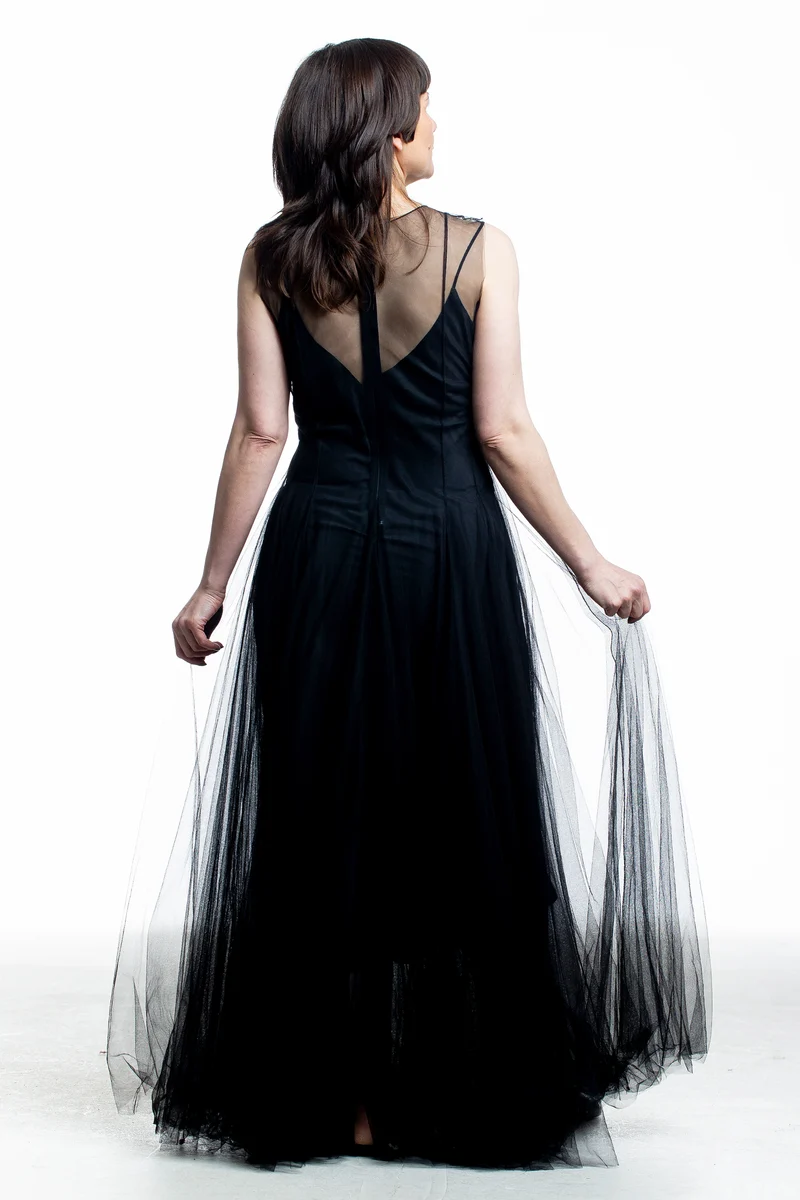 Marc Le Bihan Damen Kleid mit Tüllstrucktur Schwarz