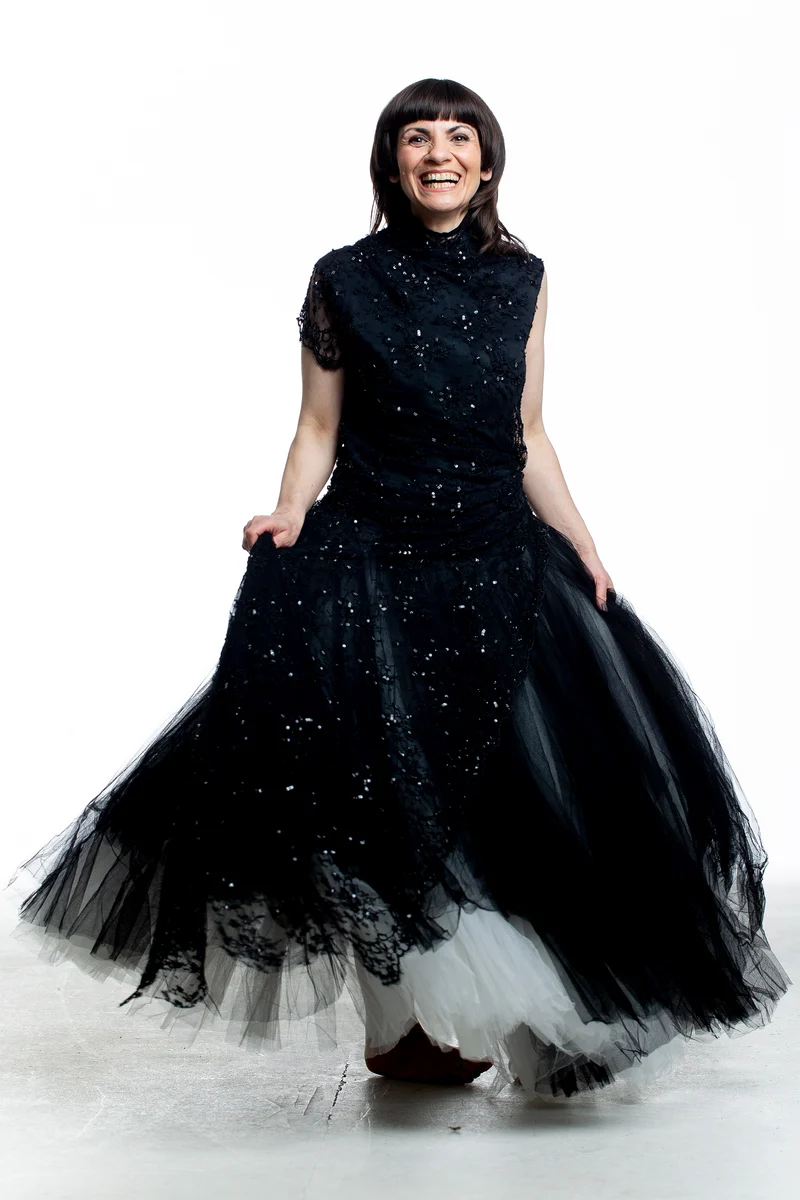 Marc Le Bihan Damen Abendkleid mit Perlenstickerei Schwarz