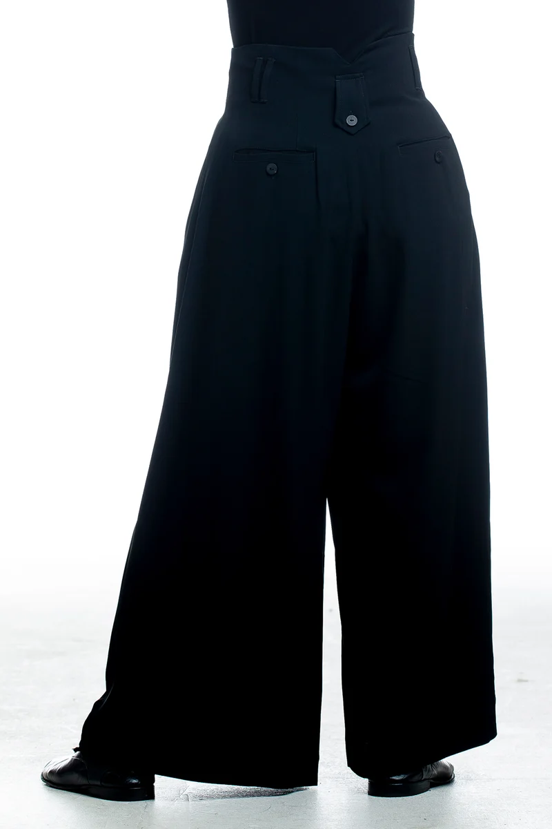 Isabel Benenato Damen Hose Schwarz mit weitem Bein