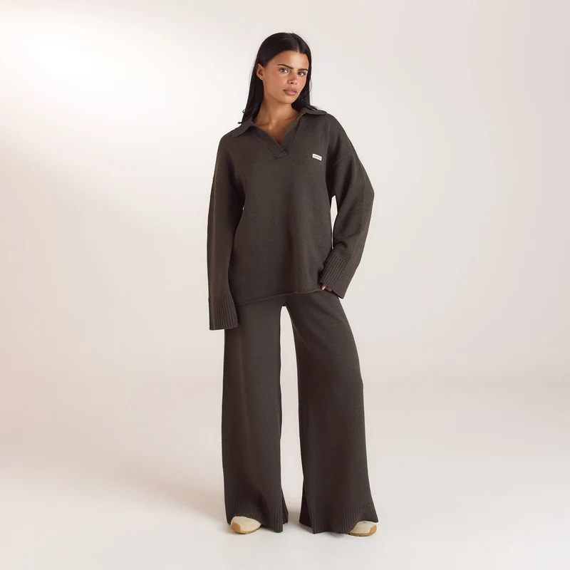 Oversize Strickjacke mit V-Ausschnitt - Moosgrün