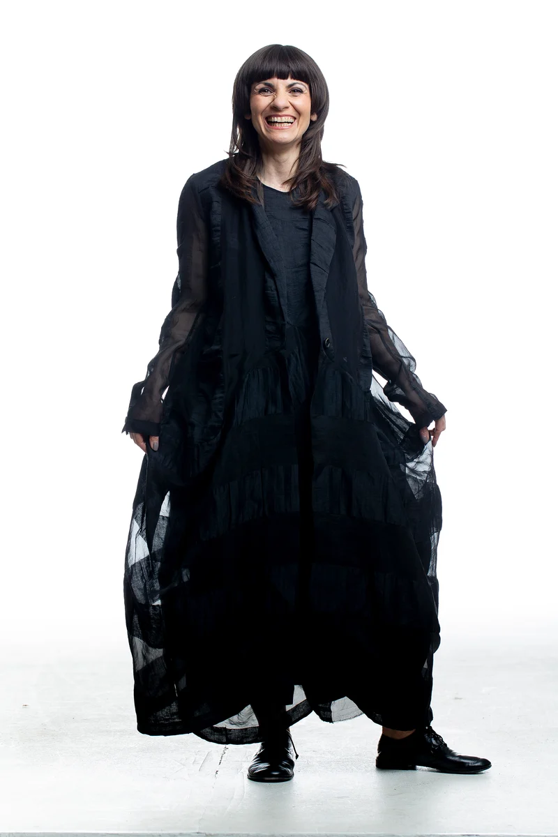 Uma Wang Damen Avantgarde Mantel Cider Coat Schwarz