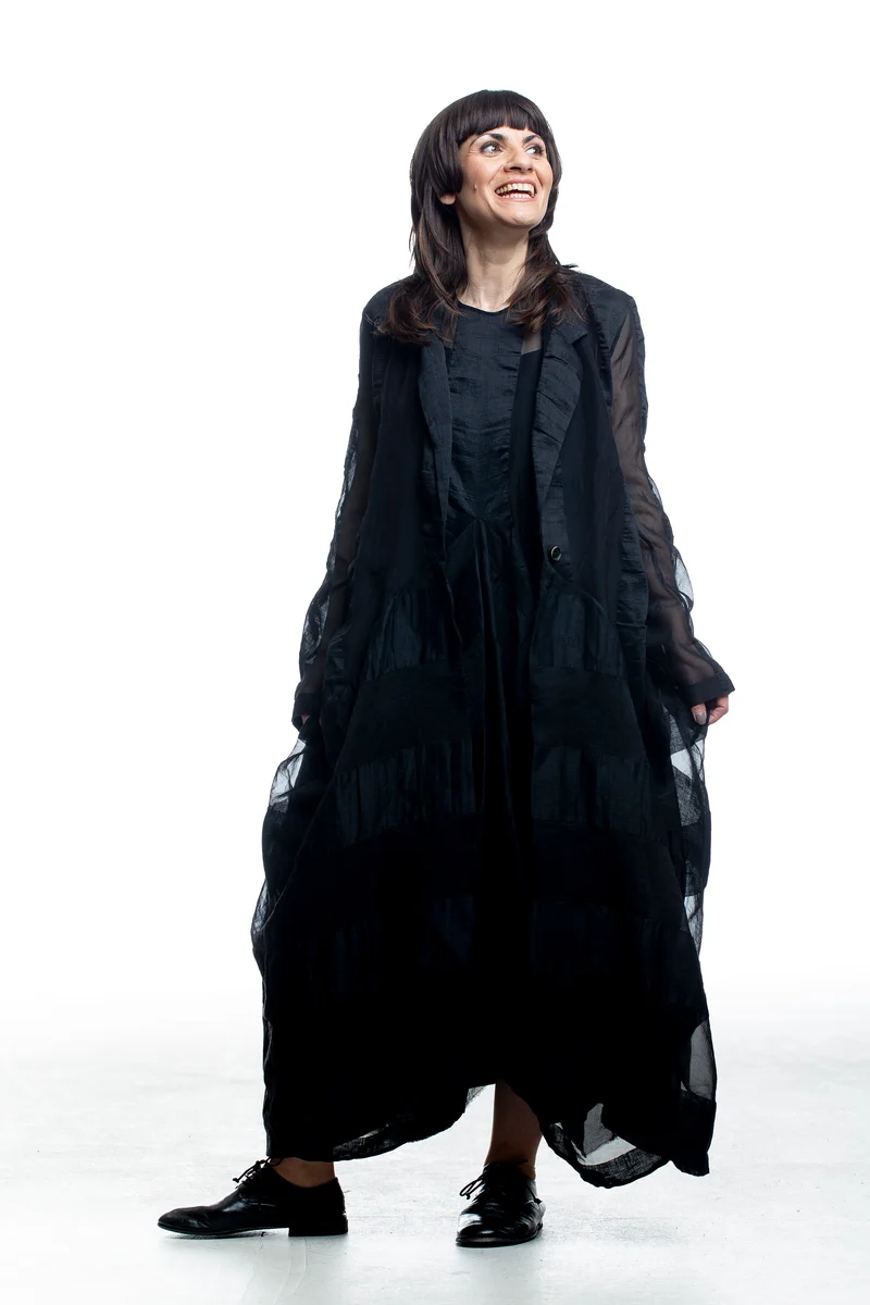 Uma Wang Damen Avantgarde Mantel Cider Coat Schwarz