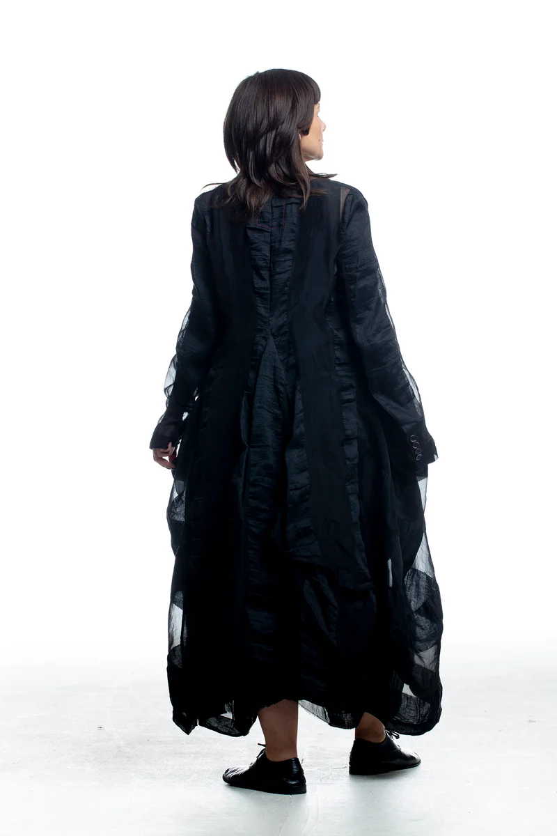 Uma Wang Damen Avantgarde Mantel Cider Coat Schwarz