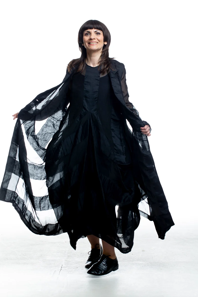 Uma Wang Damen Avantgarde Mantel Cider Coat Schwarz