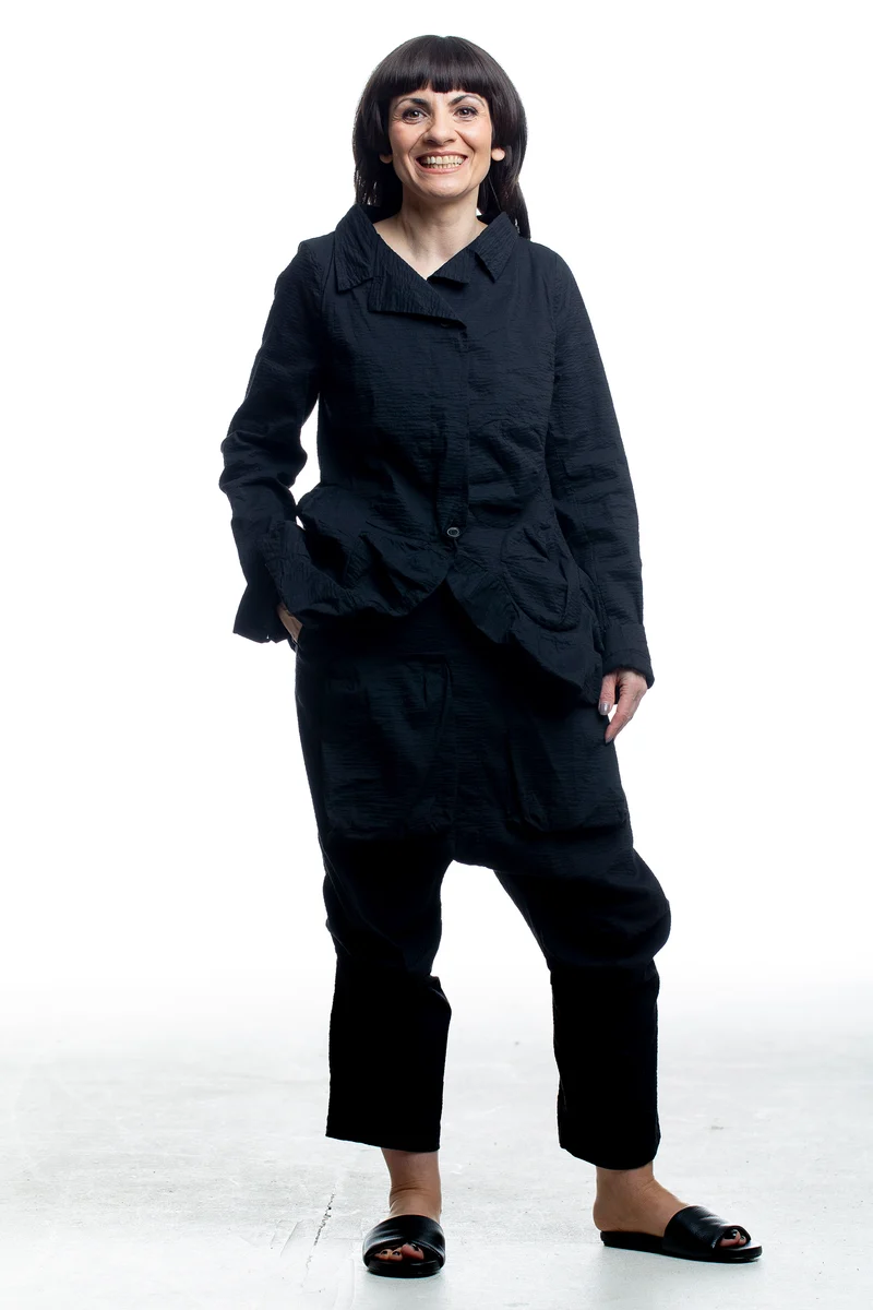 Rundholz Damen Jacke mit Struktur Schwarz