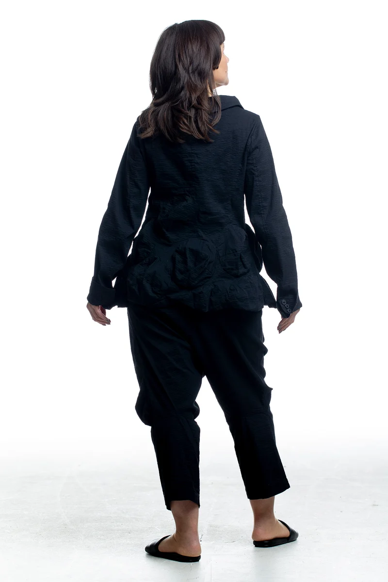 Rundholz Damen Jacke mit Struktur Schwarz