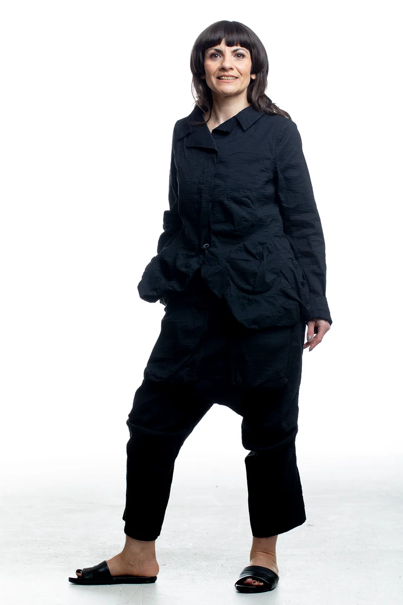 Rundholz Damen Jacke mit Struktur Schwarz
