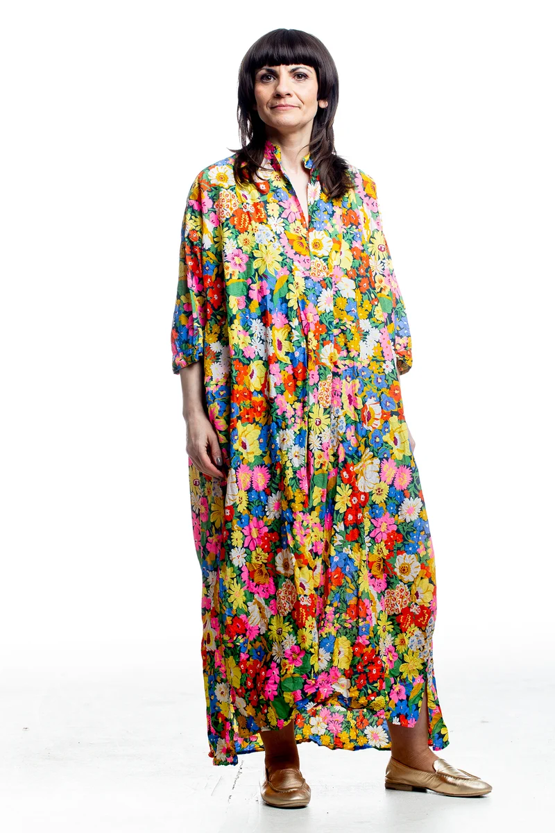Daniela Gregis Damen Blusenkleid Floral aus Baumwolle