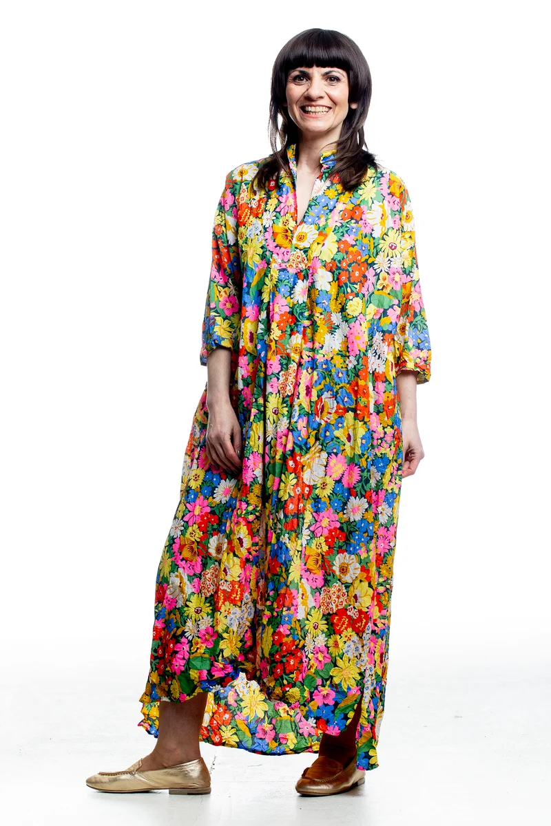 Daniela Gregis Damen Blusenkleid Floral aus Baumwolle