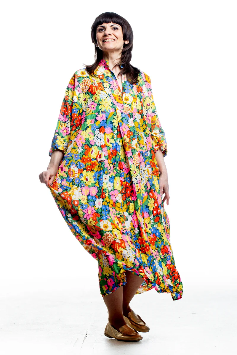 Daniela Gregis Damen Blusenkleid Floral aus Baumwolle
