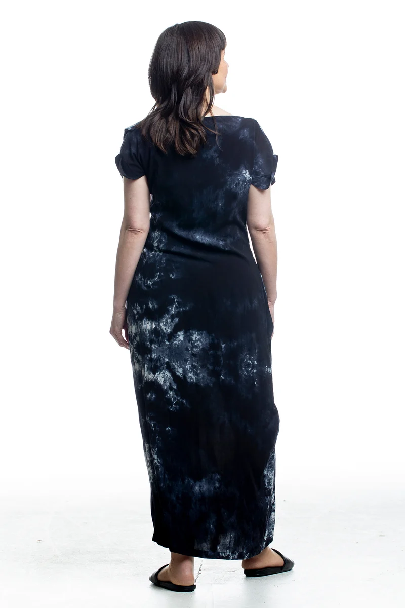 Y’s Yohji Yamamoto Damen Avantgarde-Kleid mit Print Schwarz Blau
