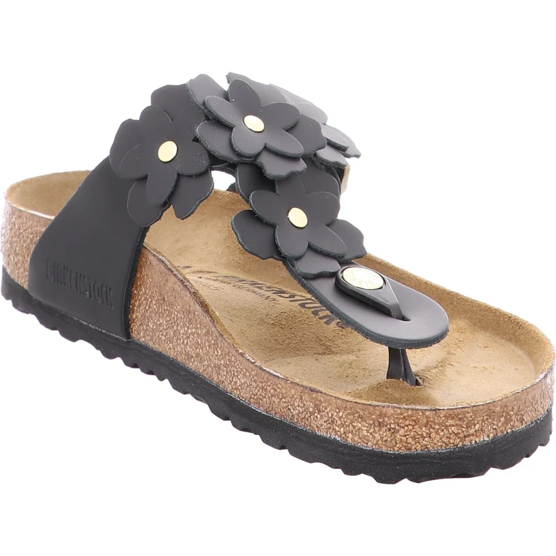 Birkenstock Pantolette Gizeh Flowers schwarz