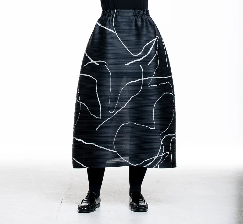 Pleats Please Issey Miyake Damen Plissee Rock PAUSE schwarz