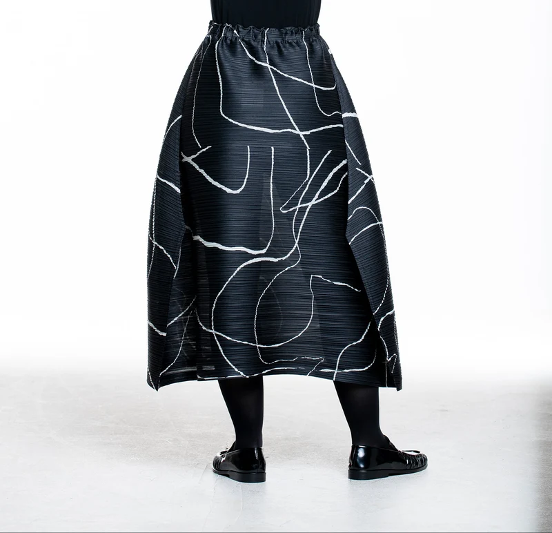 Pleats Please Issey Miyake Damen Plissee Rock PAUSE schwarz
