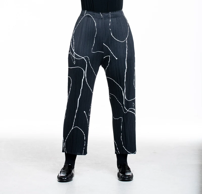 Pleats Please Issey Miyake Damen Plissee Hose PAUSE schwarz