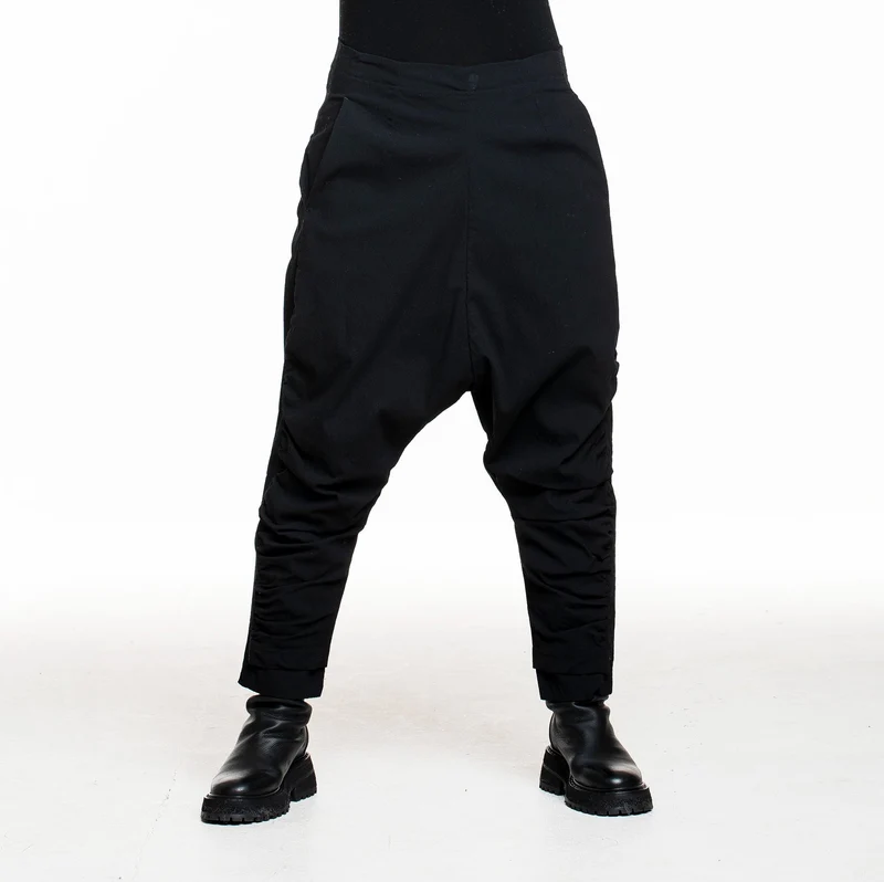 Rundholz Damen Sarouel Hose Schwarz