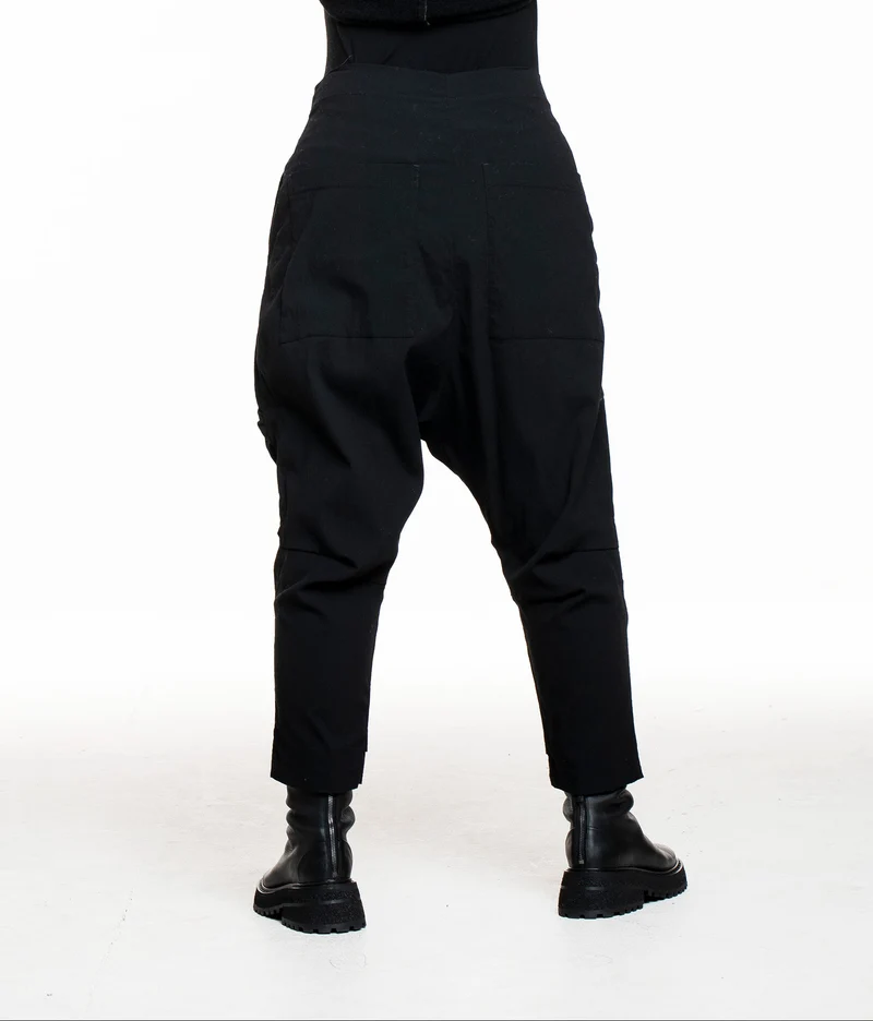 Rundholz Damen Sarouel Hose Schwarz