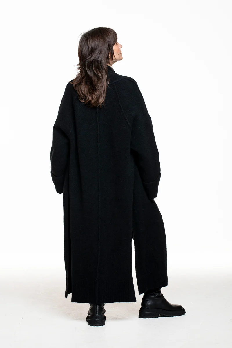 Isabel Benenato Damen Yak Strick-Mantel schwarz